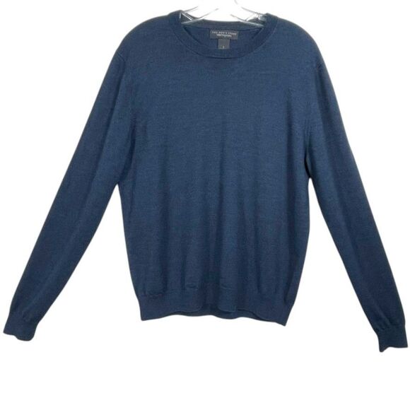 Bloomingdale’s The Men’s Store Merino Wool Crewneck Sweater Size Large Blue EUC - Picture 15 of 16